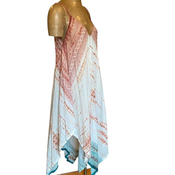 Lovestitch Boho Handkerchief Hem Beach Dress Cover-up Cotton S/M #96Q - Picture 2 of 6